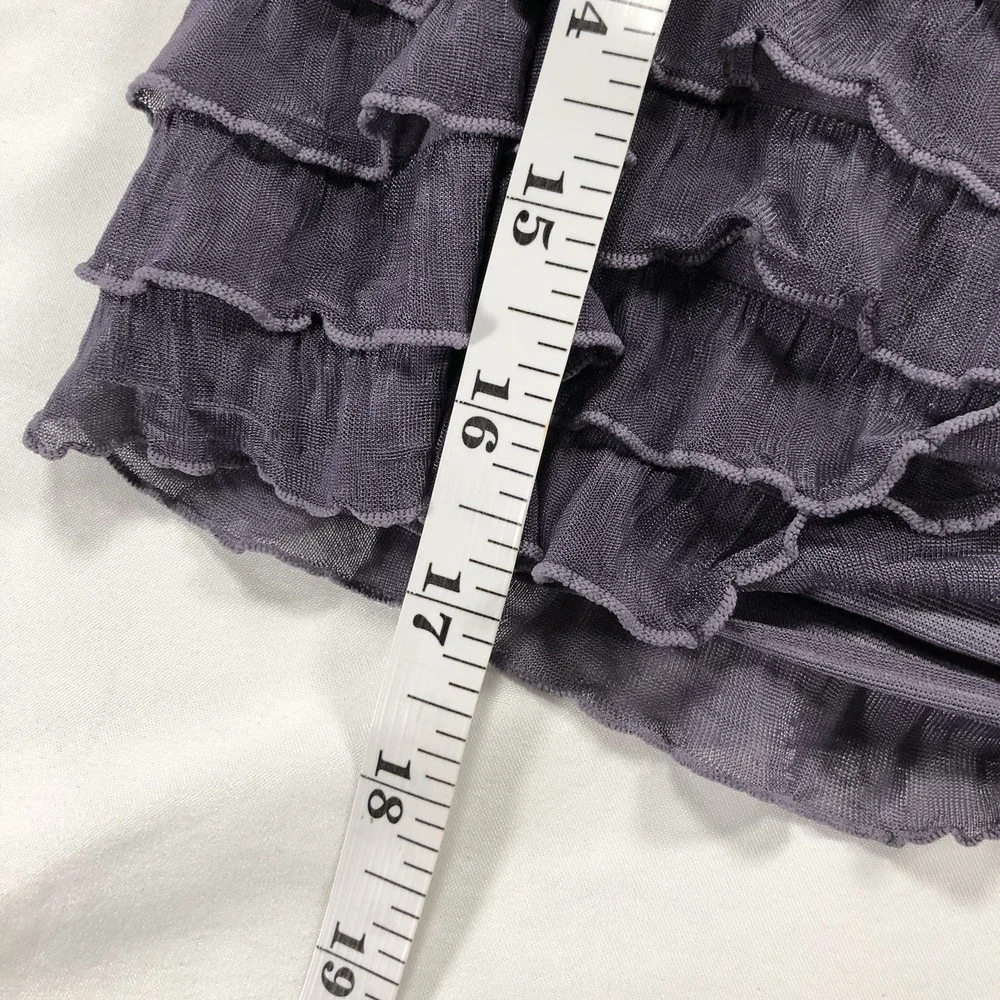 XHILARATION ABOVE-KNEE SKIRT (purple-gray w/ elastic waist & ruffles) Size Small